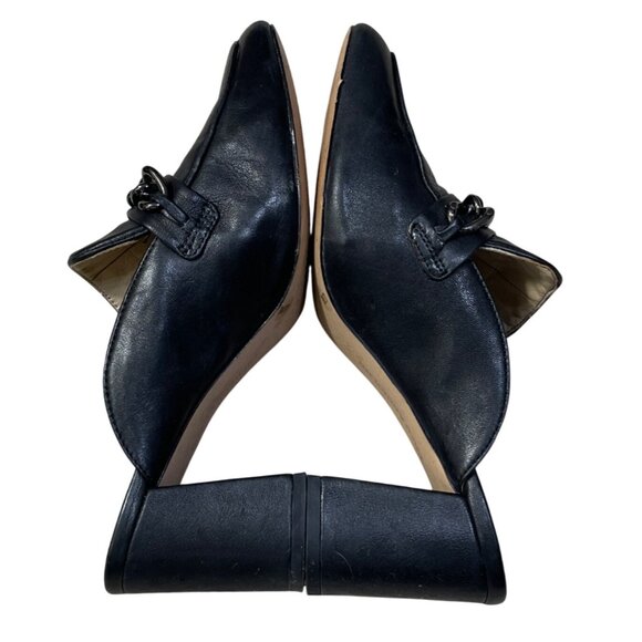 Enzo Angiolini Mule Loafer Chain Slip On Size 7M Black Heels Classic - Picture 7 of 11